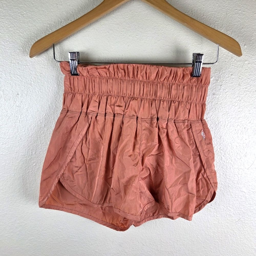 Free People FP Movement The Way Home Shorts Women's Small Coral Nylon Smocked